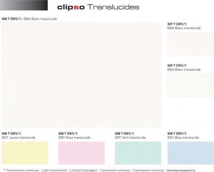 Range of translucent fablics